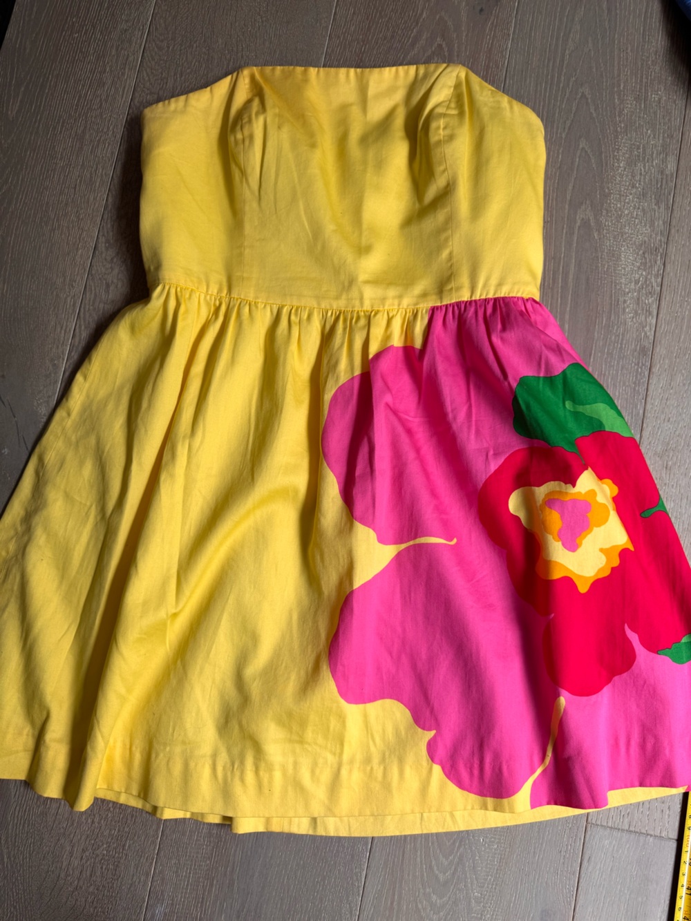 Lilly Pulitzer Yellow Strapless Dress with Pink Floral - Picture 2 of 5